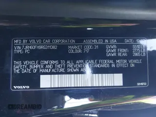 2024 Volvo S60 Plus Black Edition with VIN 7JRH60FH9RG311382, listed as a IAAI auction lot 41297866 with 12,805 mi miles and . Bid and sale history available at DreamBid. Image 9.