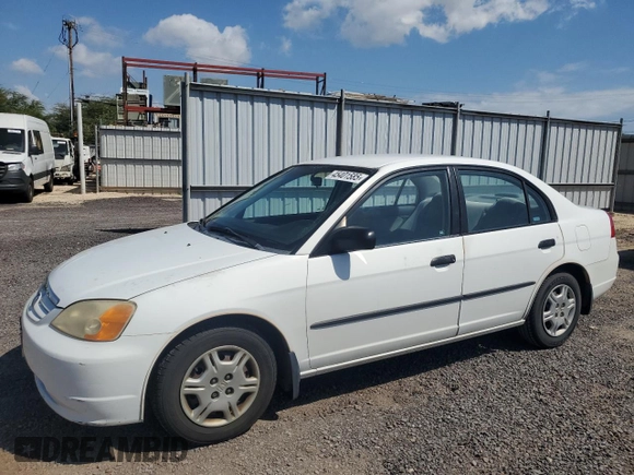 2001 Honda Civic DX with VIN 2HGES16291H533834, listed as a Copart auction lot 45401585 with 71,250 mi miles and Clean Title. Bid and sale history available at carsss.com. Image 1.