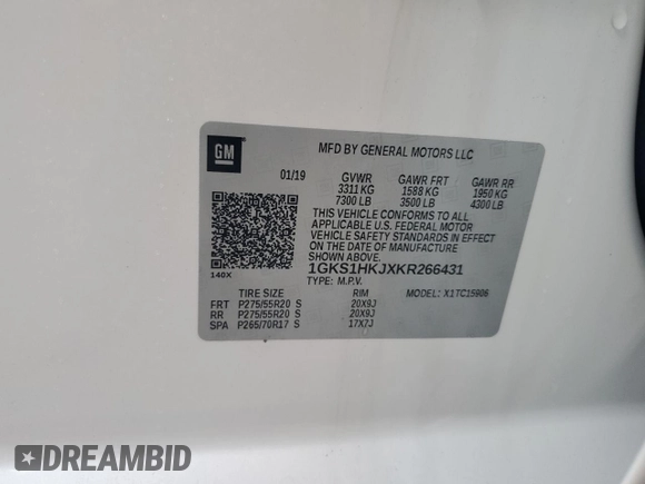 2019 GMC Yukon XL Denali with VIN 1GKS1HKJXKR266431, listed as a Copart auction lot 76197354 with 21,674 mi miles and Non Repairable. Bid and sale history available at carsss.com. Image 14.