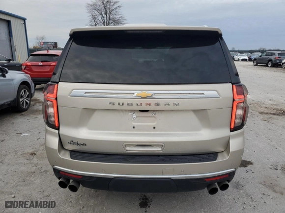 2021 Chevrolet Suburban High Country with VIN 1GNSKGKL9MR209684, listed as a Copart auction lot 87392294 with 95,513 mi miles and Salvage Title. Bid and sale history available at carsss.com. Image 6.