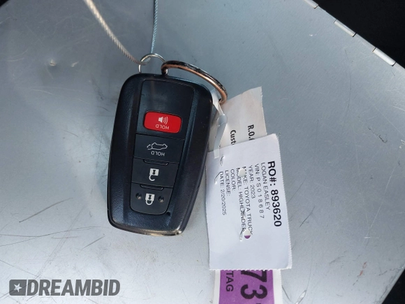 2023 Toyota Highlander L with VIN 5TDKDRBH2PS018687, listed as a IAAI auction lot 41709063 with 36,968 mi miles and . Bid and sale history available at DreamBid. Image 11.