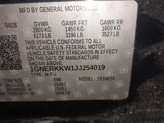 2018 Chevrolet Traverse Premier with VIN 1GNERKKW1JJ254019, listed as a IAAI auction lot 41917895 with 153,258 mi miles. Bid and sale history available at carsss.com. Image 9.