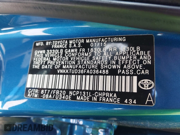 2015 Toyota Yaris L z VIN VNKKTUD36FA036488, wystawiony jako IAAI lot #42307446 z przebiegiem 108 560 mil mil oraz . Historia ofert i sprzedaży dostępna na DreamBid. Obrazek 9.
