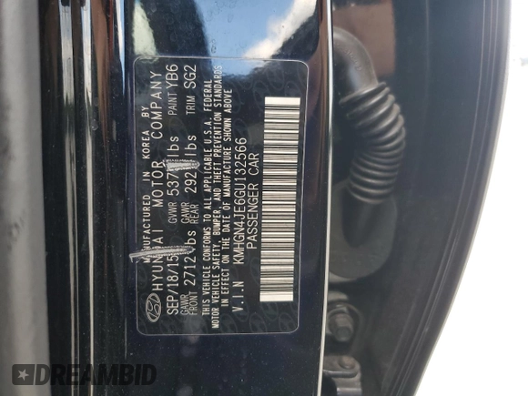 2016 Hyundai Genesis 3.8L with VIN KMHGN4JE6GU132566, listed as a Copart auction lot 74428234 with 70,891 mi miles and Salvage Title. Bid and sale history available at carsss.com. Image 14.
