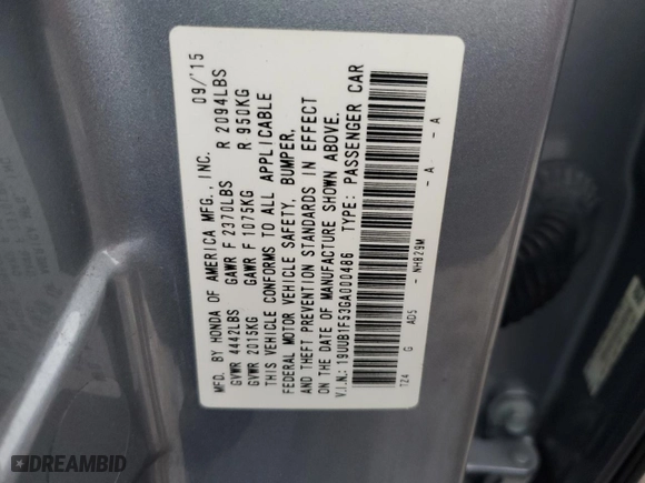 2016 Acura TLX Tech with VIN 19UUB1F53GA000486, listed as a Copart auction lot 44997725 with 0 mi miles and Salvage Title. Bid and sale history available at carsss.com. Image 12.