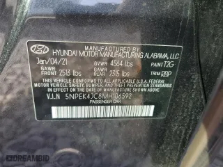 2021 Hyundai Sonata N Line with VIN 5NPEK4JC8MH106592, listed as a Copart auction lot 42183565 with 52,698 mi miles and Salvage Title. Bid and sale history available at carsss.com. Image 12.