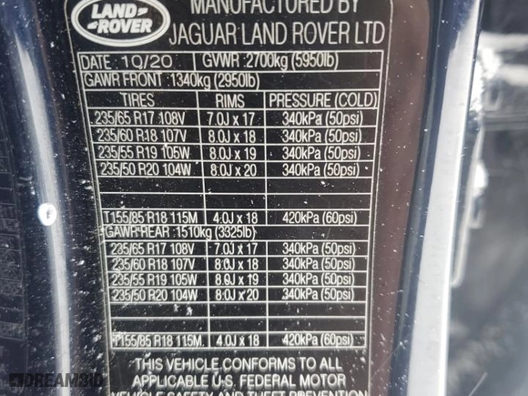 2020 Land Rover Discovery Sport S with VIN SALCJ2FX8LH879692, listed as a Copart auction lot 88804355 with 59,526 mi miles and Non Repairable. Bid and sale history available at carsss.com. Image 13.
