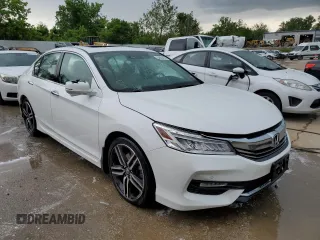 2017 Honda Accord Touring with VIN 1HGCR3F91HA009968, listed as a Copart auction lot 55858414 with 133,083 mi miles and Salvage title. Bid and sale history available at DreamBid. Image 4.