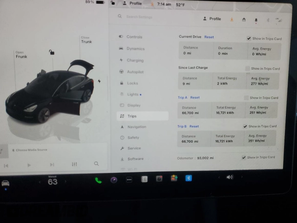 2022 Tesla Model 3 with VIN 5YJ3E1EA9NF369969, listed as a Copart auction lot 53670175 with 93,002 mi miles and Clean Title. Bid and sale history available at carsss.com. Image 9.