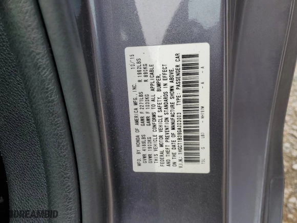 2016 Honda Accord Coupe LX-S with VIN 1HGCT1B39GA003003, listed as a Copart auction lot 47811225 with 108,683 mi miles and Salvage Title. Bid and sale history available at carsss.com. Image 12.