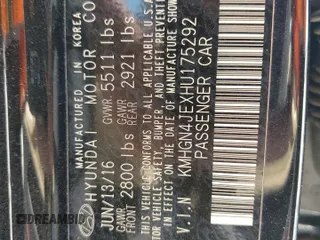 2017 Genesis G80 3.8L z VIN KMHGN4JEXHU175292, wystawiony jako Copart lot #51922895 z przebiegiem Nie podano mil oraz Szkoda całkowita • Salvage title. Historia ofert i sprzedaży dostępna na DreamBid. Obrazek 15.