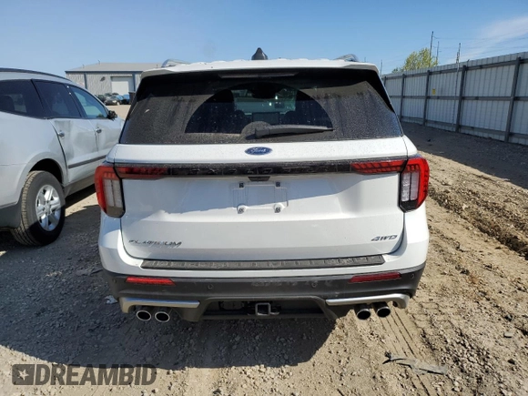 2025 Ford Explorer Platinum with VIN 1FMWK8HC5SGA29484, listed as a Copart auction lot 54720435 with 4,405 mi miles and Salvage title. Bid and sale history available at DreamBid. Image 6.