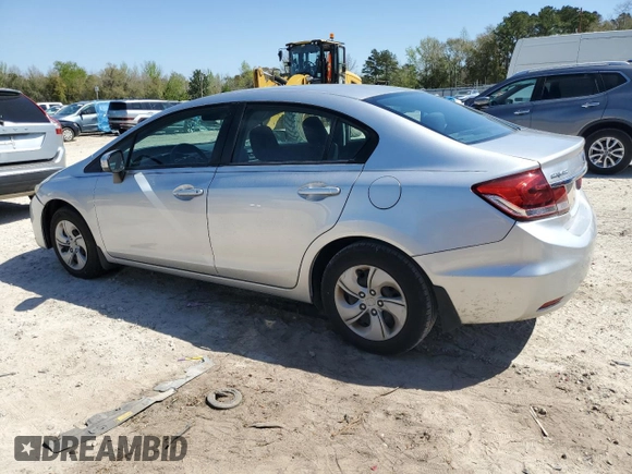 2015 Honda Civic LX with VIN 19XFB2F52FE104119, listed as a Copart auction lot 53857125 with 61,611 mi miles and Salvage Title. Bid and sale history available at carsss.com. Image 2.