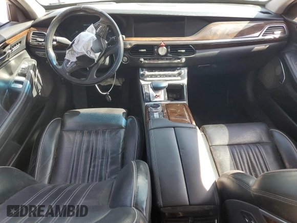 2018 Genesis G90 Premium with VIN KMHG34JA8JU043690, listed as a Copart auction lot 46676015 with 84,344 mi miles and Salvage Title. Bid and sale history available at DreamBid. Image 8.