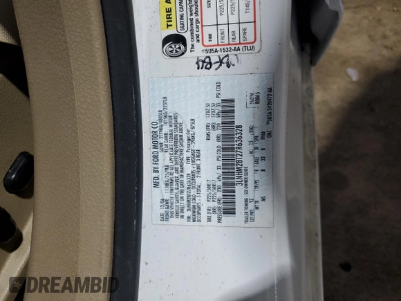 2007 Lincoln MKZ with VIN 3LNHM28T27R636328, listed as a Copart auction lot 42734295 with 111,523 mi miles and Salvage Title. Bid and sale history available at carsss.com. Image 12.