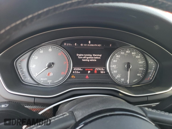 2018 Audi S4 Premium Plus with VIN WAUB4AF44JA019933, listed as a Copart auction lot 65963144 with 45,694 mi miles and Salvage Title. Bid and sale history available at carsss.com. Image 9.