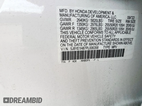 2023 Acura MDX Advance с VIN 5J8YE1H87PL006358, выставлен на аукционе Copart как лот 56013605 с пробегом 49 109 миль миль и Списание • Salvage title. История ставок и продаж доступна на DreamBid. Изображение 14.