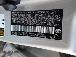 2013 Toyota Prius One z VIN JTDKN3DU7D5608485, wystawiony jako Copart lot #59537955 z przebiegiem 123 462 mil mil oraz Czysty tytuł • Clean title. Historia ofert i sprzedaży dostępna na DreamBid. Obrazek 13.