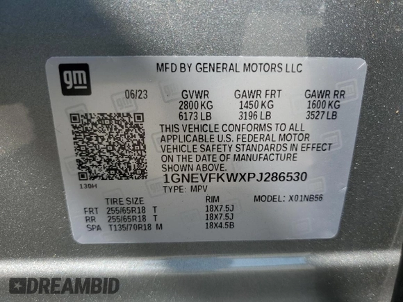 2023 Chevrolet Traverse LS with VIN 1GNEVFKWXPJ286530, listed as a Copart auction lot 69405684 with 12,334 mi miles and Salvage Title. Bid and sale history available at carsss.com. Image 15.