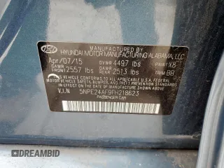 2015 Hyundai Sonata SE z VIN 5NPE24AF9FH218623, wystawiony jako Copart lot #54790085 z przebiegiem 73 208 mil mil oraz Szkoda całkowita • Salvage title. Historia ofert i sprzedaży dostępna na DreamBid. Obrazek 12.