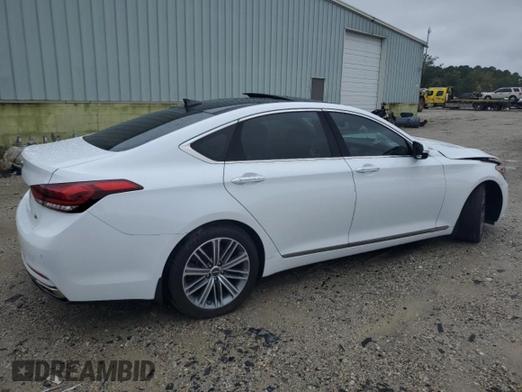 2018 Genesis G80 3.8L with VIN KMHGN4JE0JU235280, listed as a Copart auction lot 71687644 with 66,137 mi miles and Salvage Title. Bid and sale history available at carsss.com. Image 3.