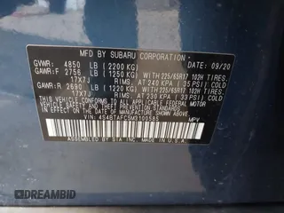 2021 Subaru Outback Premium with VIN 4S4BTAFC5M3100585, listed as a IAAI auction lot 42566913 with Not provided miles and . Bid and sale history available at DreamBid. Image 9.