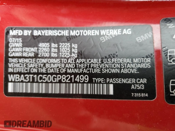 2016 BMW 4 Series 428i xDrive с VIN WBA3T1C50GP821499, выставлен на аукционе Copart как лот 78782304 с пробегом 43 047 миль миль и Списание • Salvage title. История ставок и продаж доступна на DreamBid. Изображение 12.