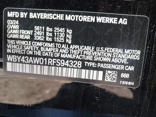 2024 BMW i4 eDrive35 z VIN WBY43AW01RFS94328, wystawiony jako IAAI lot #41734039 z przebiegiem 8959 mil mil oraz . Historia ofert i sprzedaży dostępna na DreamBid. Obrazek 9.