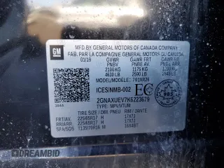 2019 Chevrolet Equinox LT with VIN 2GNAXUEV7K6223679, listed as a Copart auction lot 49466555 with Not Provided miles and Non Repairable. Bid and sale history available at DreamBid. Image 12.