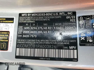 2023 Mercedes-Benz EQS with VIN 4JGDM2DB1PA003826, listed as a Copart auction lot 68614594 with 18,531 mi miles and Salvage Title. Bid and sale history available at carsss.com. Image 13.