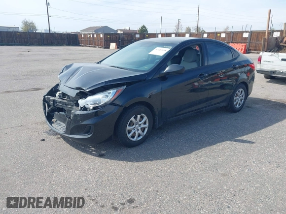 2013 Hyundai Accent GLS with VIN KMHCT4AE2DU277183, listed as a IAAI auction lot 42115698 with 103,666 mi miles. Bid and sale history available at carsss.com. Image 2.