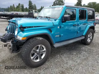 2020 Jeep Wrangler Unlimited Sahara with VIN 1C4HJXEN1LW159933, listed as a Copart auction lot 61409665 with 88,360 mi miles and Salvage title. Bid and sale history available at DreamBid. Image 1.