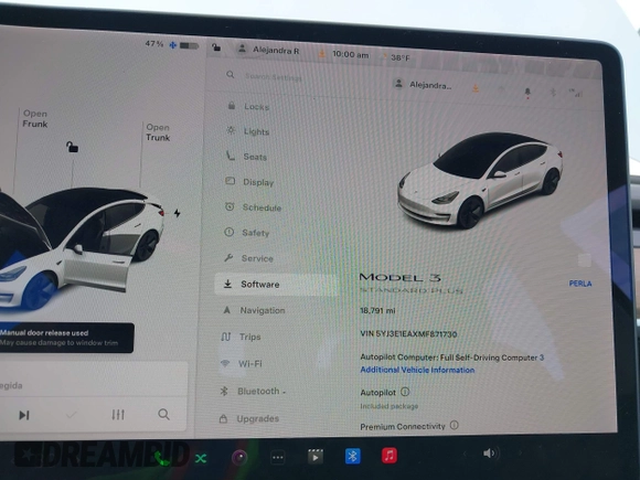 2021 Tesla Model 3 Standard Range Plus z VIN 5YJ3E1EAXMF871730, wystawiony jako IAAI lot #41794274 z przebiegiem 18 791 mil mil oraz . Historia ofert i sprzedaży dostępna na DreamBid. Obrazek 7.