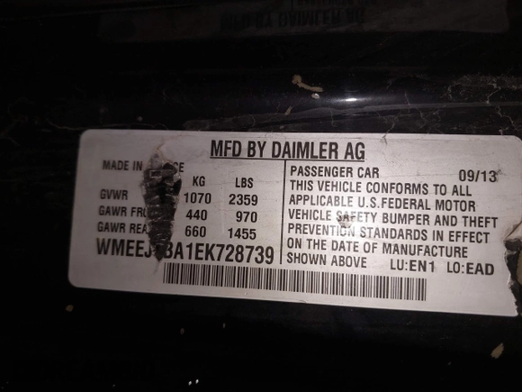 2014 Smart fortwo Pure with VIN WMEEJ3BA1EK728739, listed as a IAAI auction lot 41911785 with 120,688 mi miles and . Bid and sale history available at DreamBid. Image 9.