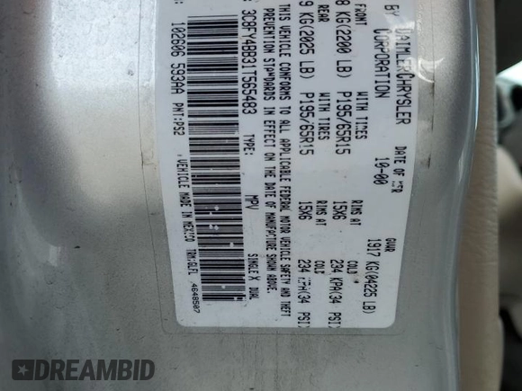 2001 Chrysler PT Cruiser with VIN 3C8FY4BB31T565483, listed as a Copart auction lot 79057824 with 216,188 mi miles and Salvage Title. Bid and sale history available at DreamBid. Image 14.
