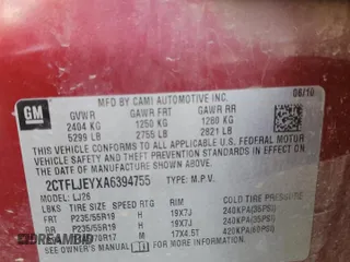 2010 GMC Terrain SLT-2 with VIN 2CTFLJEYXA6394755, listed as a Copart auction lot 63798905 with 148,884 mi miles and Salvage title. Bid and sale history available at DreamBid. Image 13.