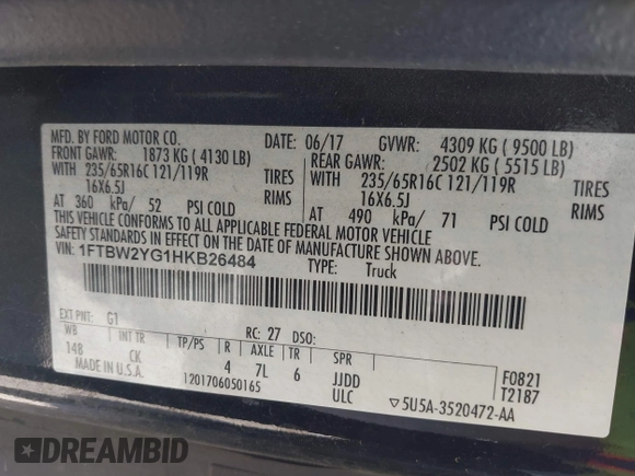 2017 Ford Transit Cargo с VIN 1FTBW2YG1HKB26484, выставлен на аукционе IAAI как лот 42221475 с пробегом 297 961 миль миль и . История ставок и продаж доступна на DreamBid. Изображение 9.