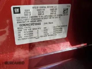 2015 Chevrolet Silverado 1500 LT with VIN 1GCRCREC1FZ193432, listed as a Copart auction lot 71644304 with 120,320 mi miles and Salvage Title. Bid and sale history available at DreamBid. Image 12.