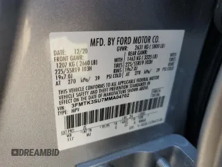 2021 Ford Mustang Mach-E Premium с VIN 3FMTK3SU7MMA04702, выставлен на аукционе Copart как лот 52875895 с пробегом 20 592 миль миль и Списание • Salvage title. История ставок и продаж доступна на DreamBid. Изображение 14.