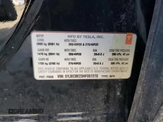 2017 Tesla Model X 90D z VIN 5YJXCBE23HF057270, wystawiony jako Copart lot #51056605 z przebiegiem 45 541 mil mil oraz Szkody całkowita. Historia ofert i sprzedaży dostępna na DreamBid. Obrazek 12.