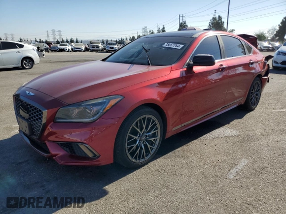 2018 Genesis G80 3.3T Sport with VIN KMHGN4JB9JU285343, listed as a Copart auction lot 75061764 with 133,262 mi miles and Salvage Title. Bid and sale history available at carsss.com. Image 1.
