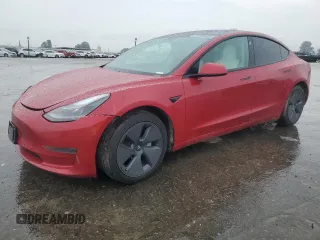 2021 Tesla Model 3 Standard Range Plus with VIN 5YJ3E1EA9MF870214, listed as a Copart auction lot 47702535 with 46,486 mi miles and Salvage Title. Bid and sale history available at DreamBid. Image 1.