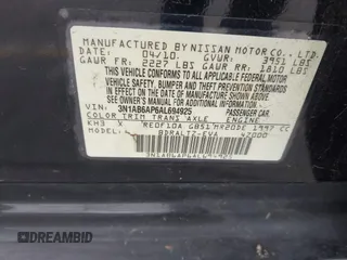 2010 Nissan Sentra 2.0 with VIN 3N1AB6AP6AL694925, listed as a IAAI auction lot 42872117 with 159,870 mi miles and . Bid and sale history available at DreamBid. Image 9.