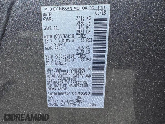 2019 Infiniti QX60 Luxe z VIN 5N1DL0MM2KC519862, wystawiony jako Copart lot #51776885 z przebiegiem 78 760 mil mil oraz Nie do naprawy. Historia ofert i sprzedaży dostępna na DreamBid. Obrazek 15.