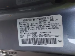 2018 Infiniti Q60 3.0t LUXE with VIN JN1EV7EK9JM343297, listed as a IAAI auction lot 41403700 with 38,995 mi miles. Bid and sale history available at carsss.com. Image 9.