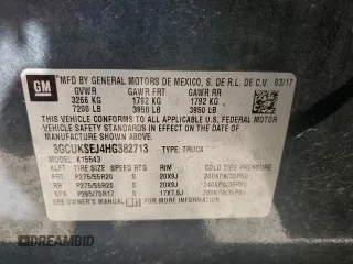 2017 Chevrolet Silverado 1500 LTZ with VIN 3GCUKSEJ4HG382713, listed as a Copart auction lot 76395764 with 134,794 mi miles and Salvage Title. Bid and sale history available at DreamBid. Image 14.