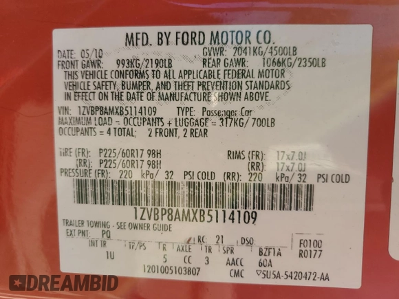 2011 Ford Mustang V6 with VIN 1ZVBP8AMXB5114109, listed as a Copart auction lot 81059824 with 163,541 mi miles and Salvage Title. Bid and sale history available at carsss.com. Image 14.