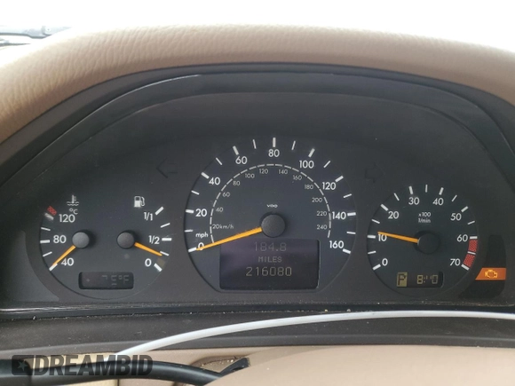 2001 Mercedes-Benz E-Class with VIN WDBJF70J51B332881, listed as a Copart auction lot 63487844 with 216,080 mi miles and Salvage Title. Bid and sale history available at carsss.com. Image 9.