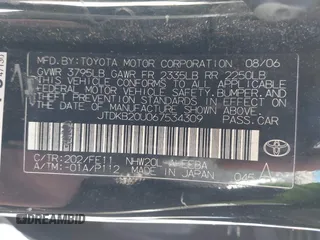 2006 Toyota Prius with VIN JTDKB20U067534309, listed as a IAAI auction lot 42062045 with 149,697 mi miles. Bid and sale history available at carsss.com. Image 9.