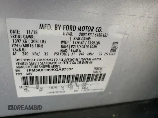 2019 Ford Explorer XLT z VIN 1FM5K8D89KGA67507, wystawiony jako Copart lot #53169065 z przebiegiem 103 667 mil mil oraz Czysty tytuł • Clean title. Historia ofert i sprzedaży dostępna na DreamBid. Obrazek 13.